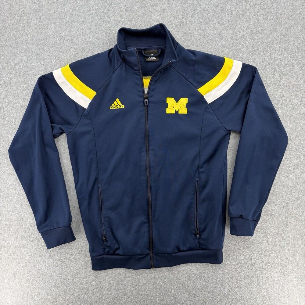 Adidas Mens Size 46 Team Issued University of Michigan Football Full Zip Jacket